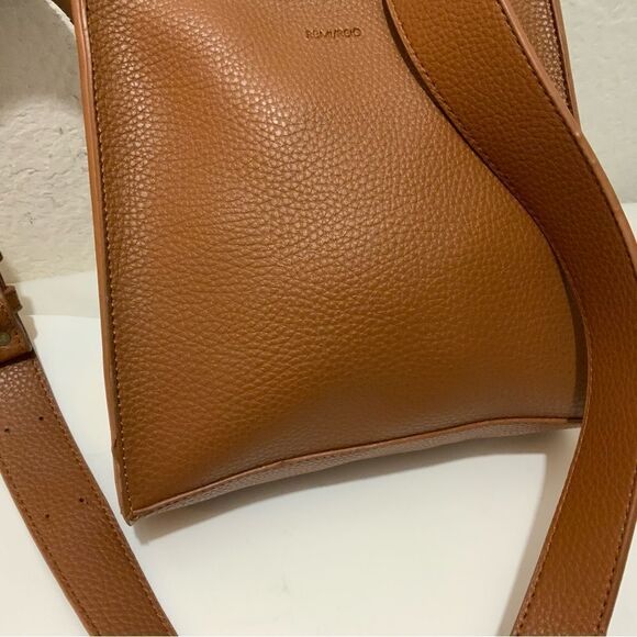 Anthropologie Remi And Reid Vegan Leather  Brown  Crossbody Bag top zip - Picture 11 of 16